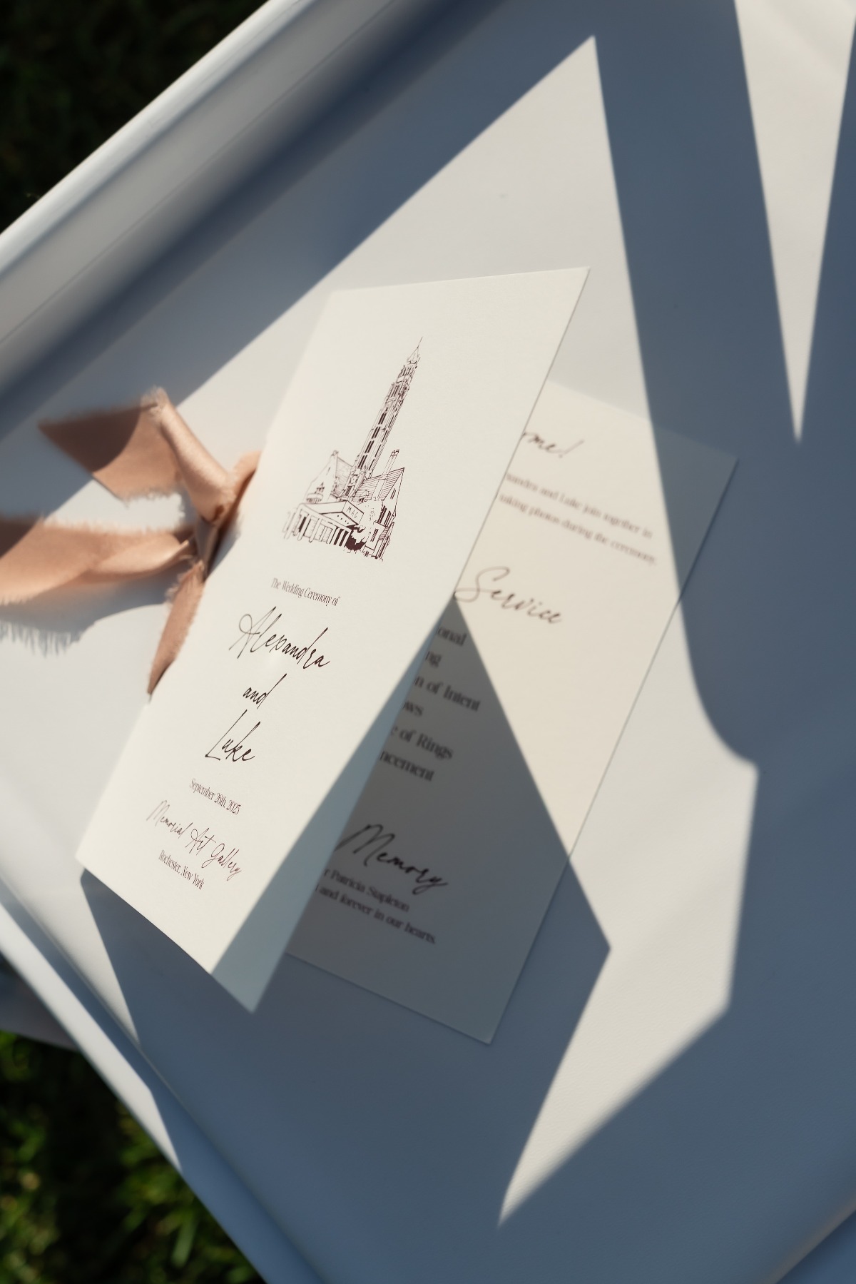 custom wedding program with venue