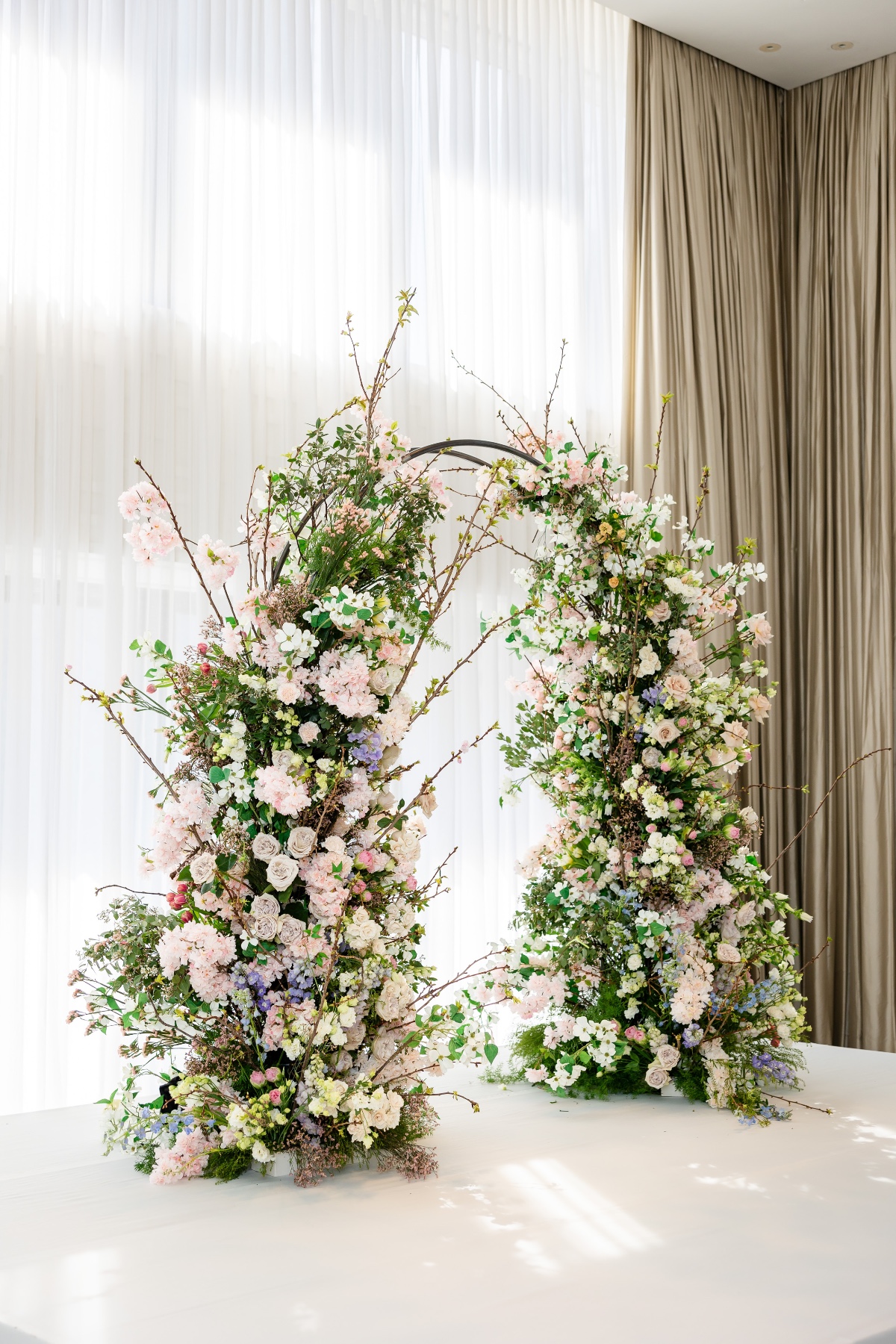 cherry blossom floral arch for wedding