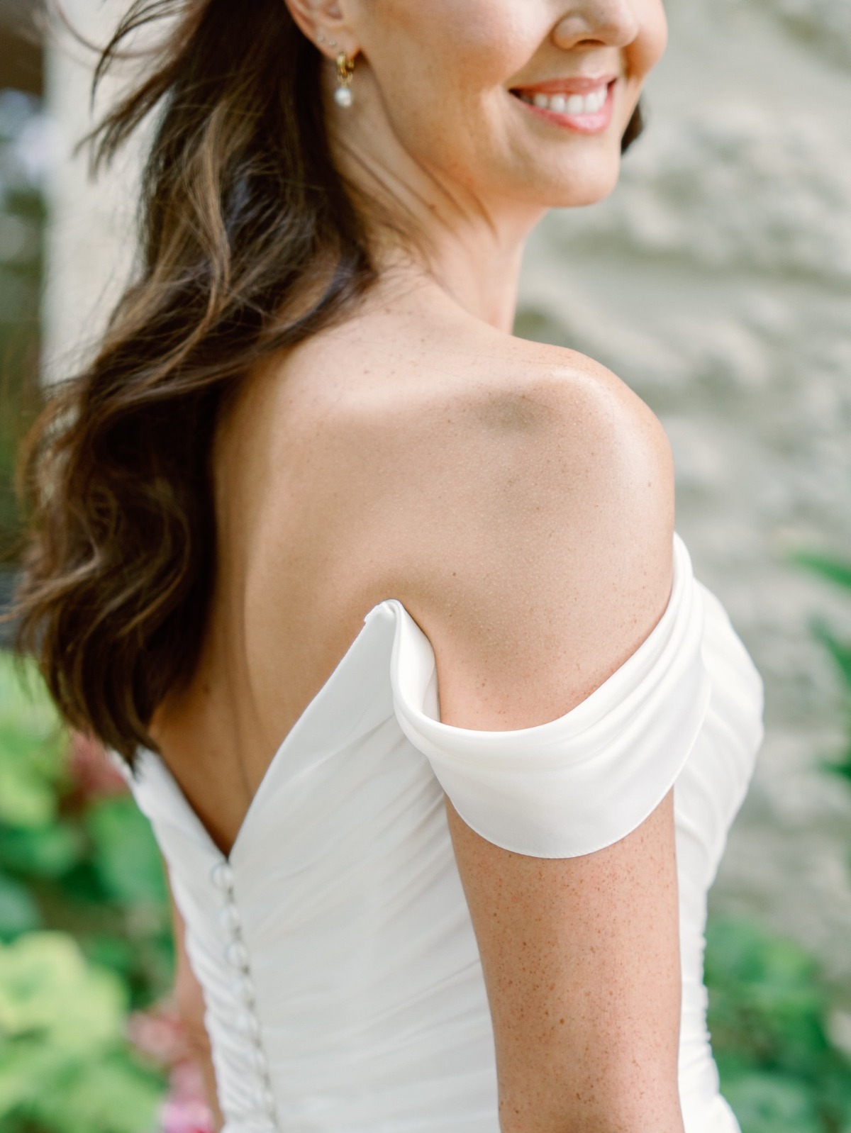 off the shoulder wedding gown