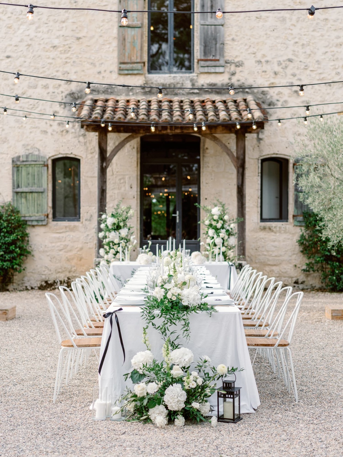 black and white wedding reception