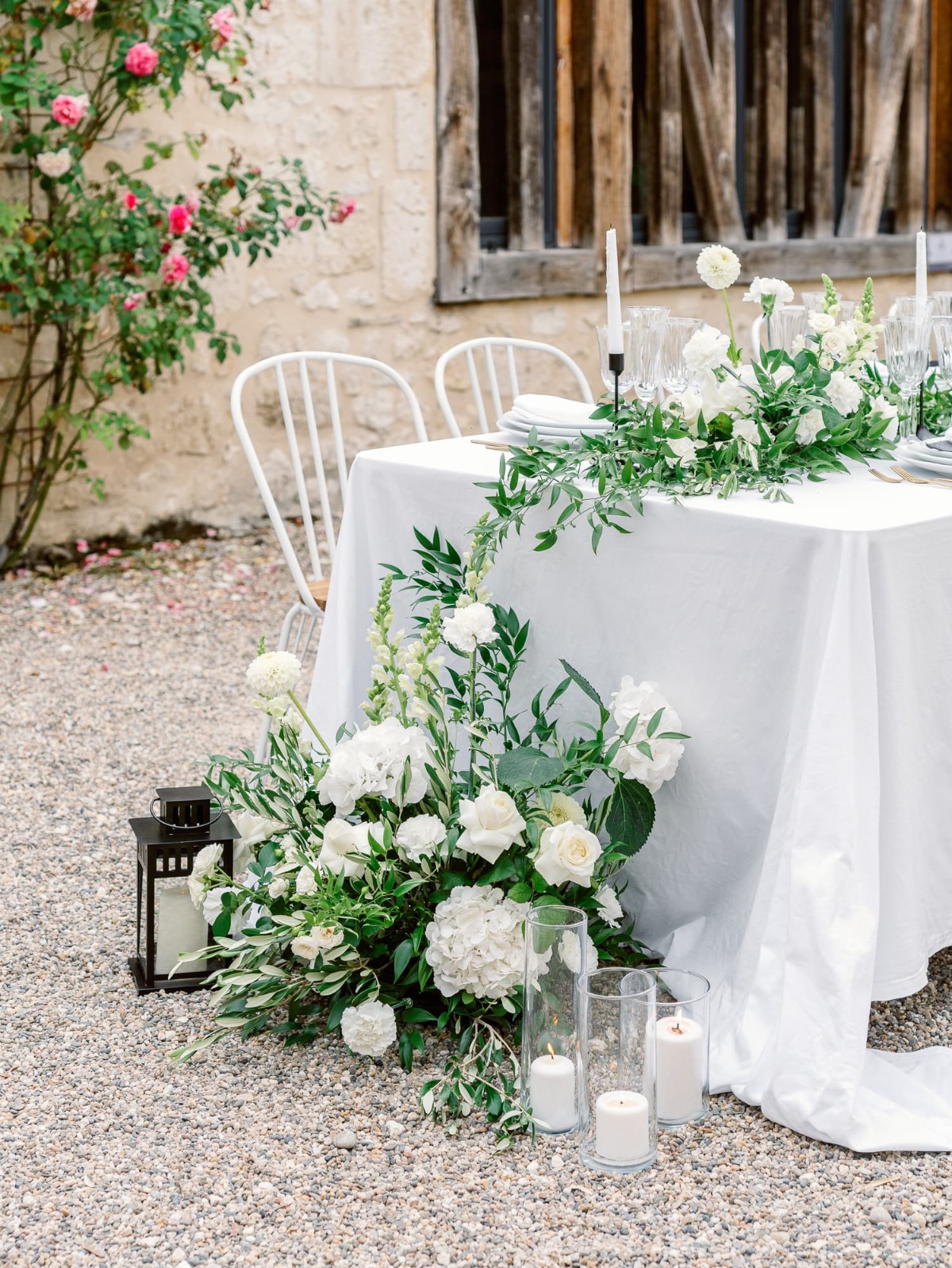 white florals for wedding reception