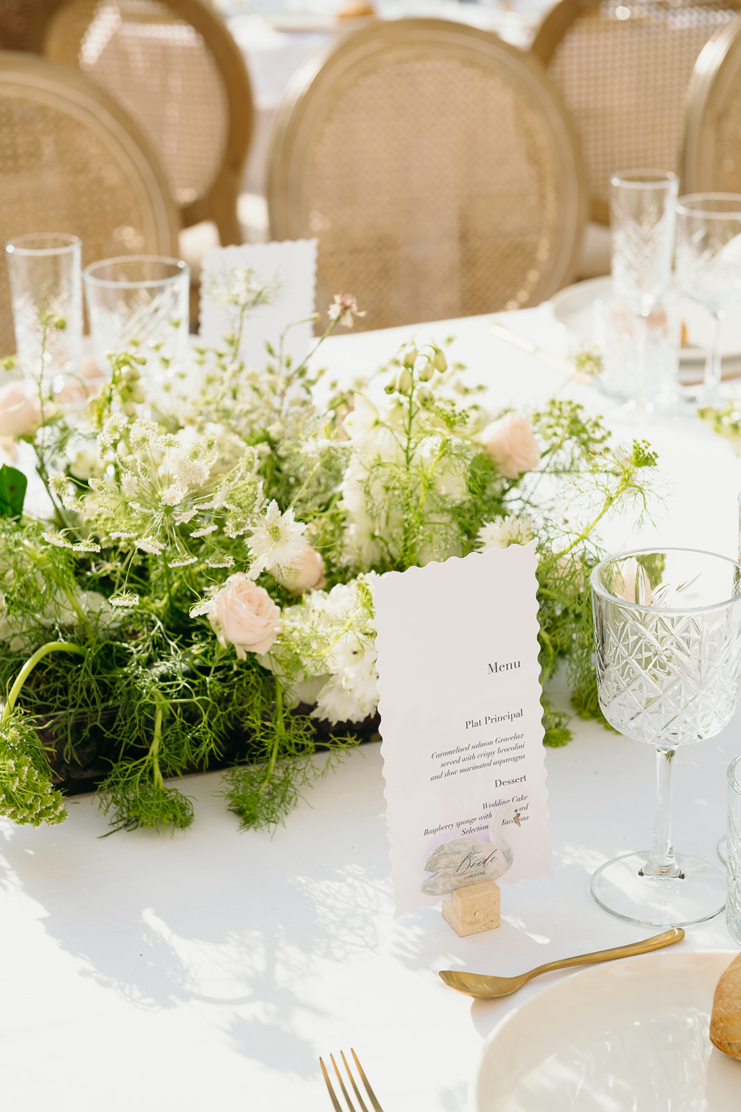 organic green and white centerpieces