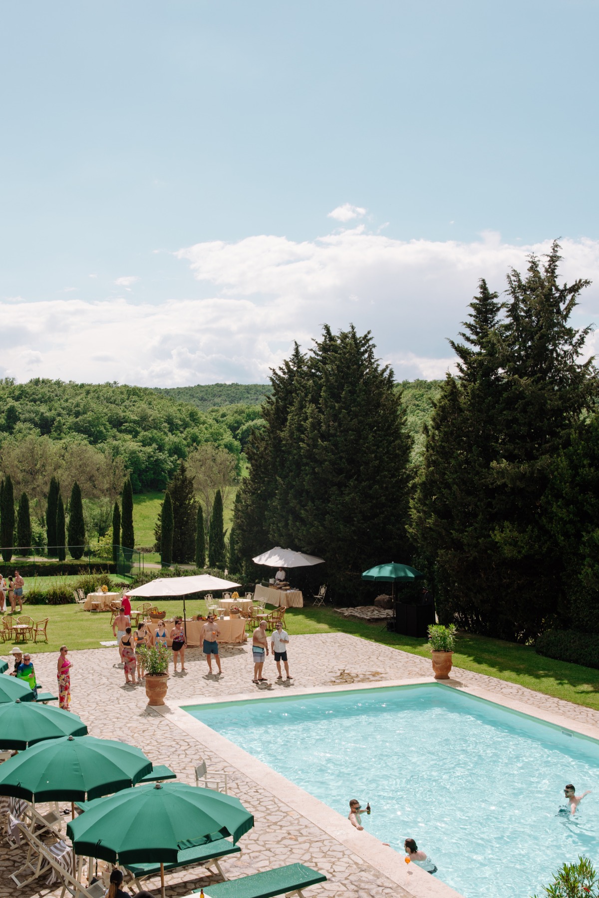 pool welcome party for wedding