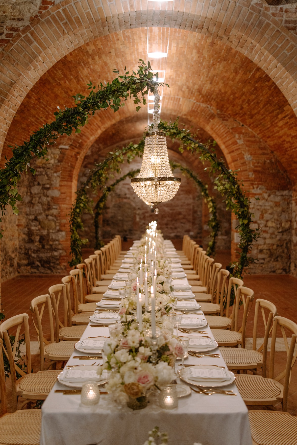 wedding reception in wine cellar
