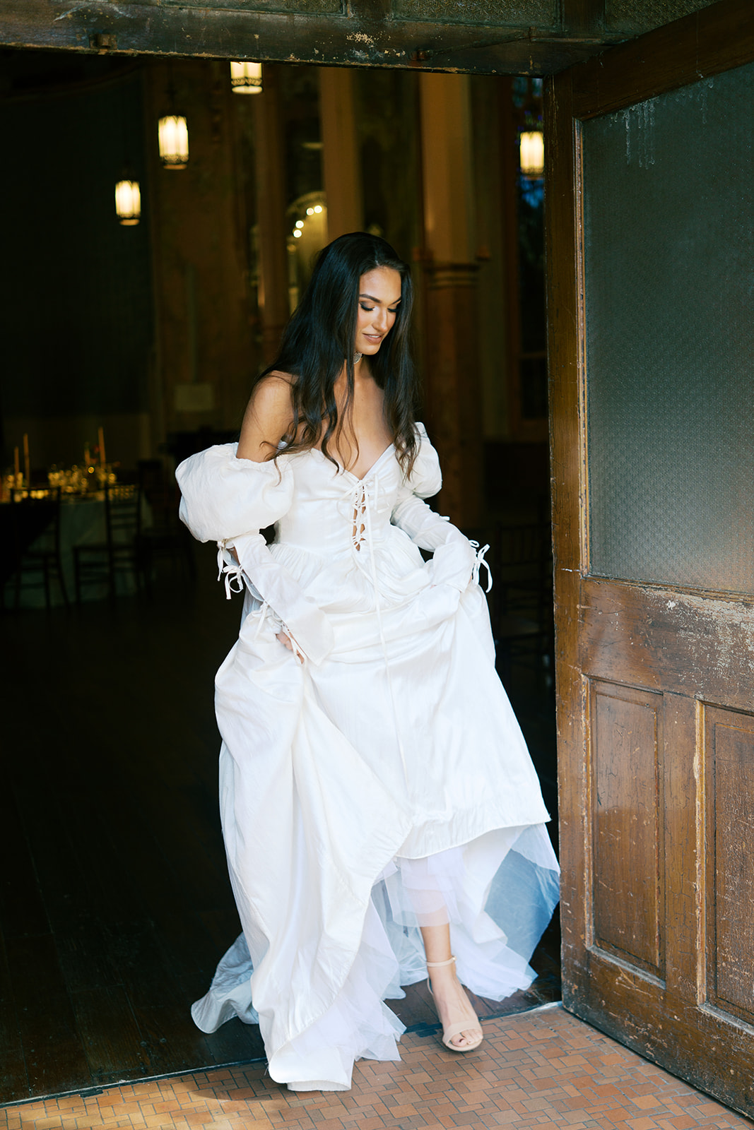 tie-sleeve wedding dress