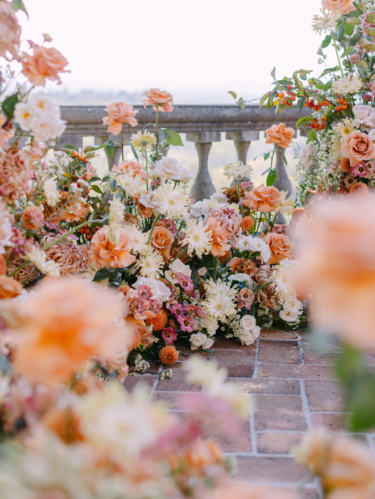 Aperol-inspired wedding flowers