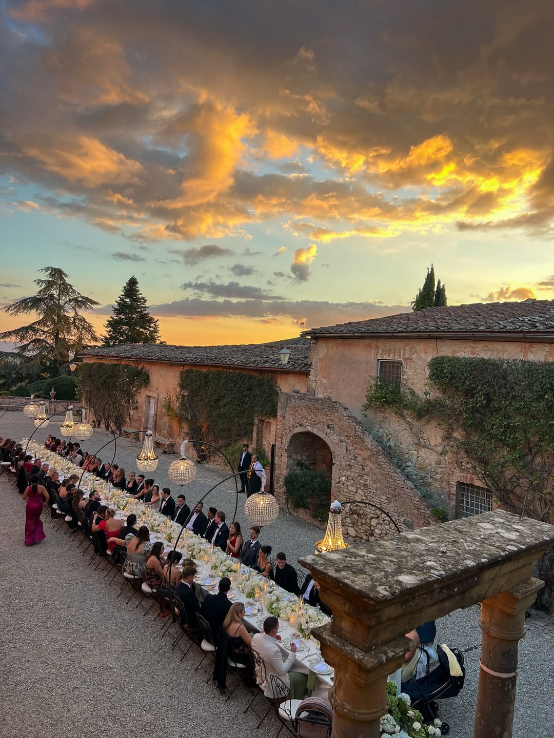 beautiful tuscan villa during sunset