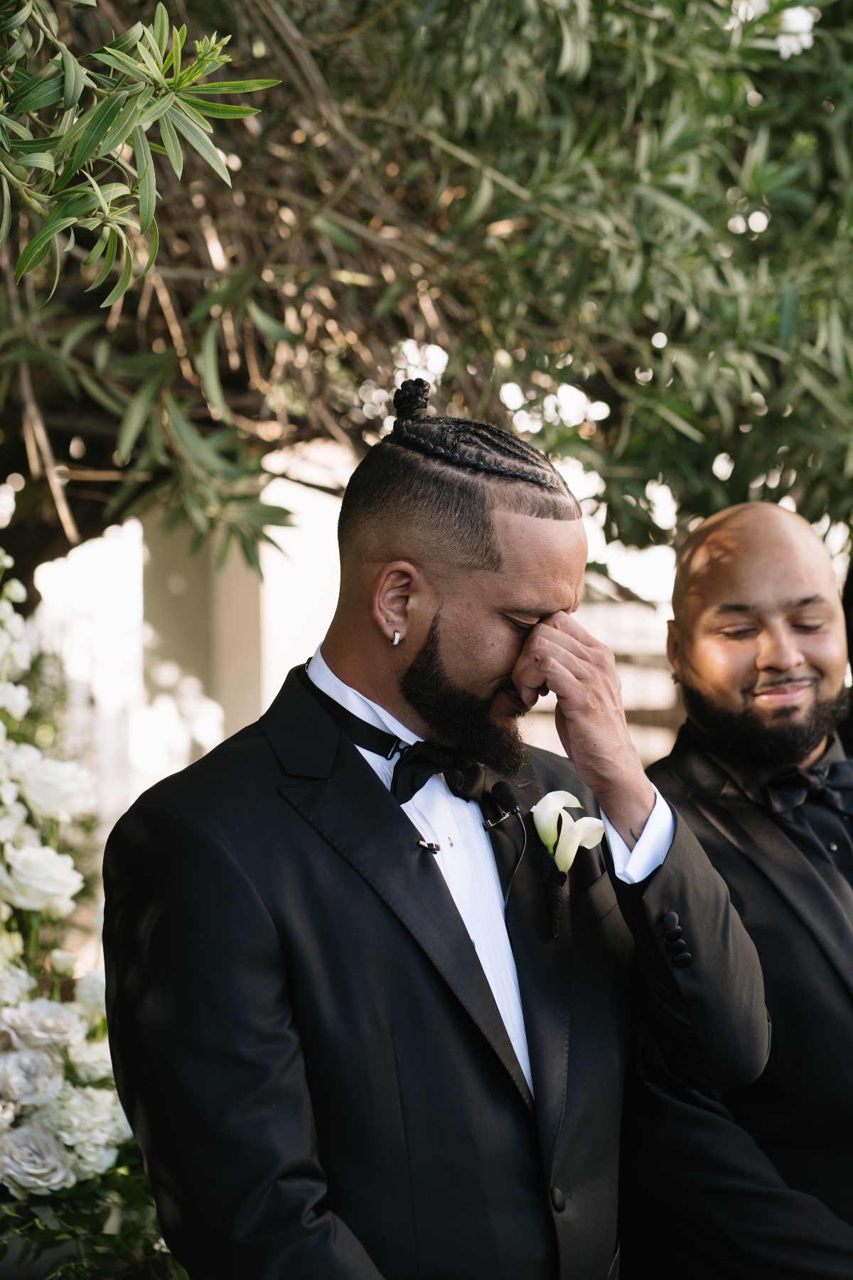 groom gets emotional at wedding