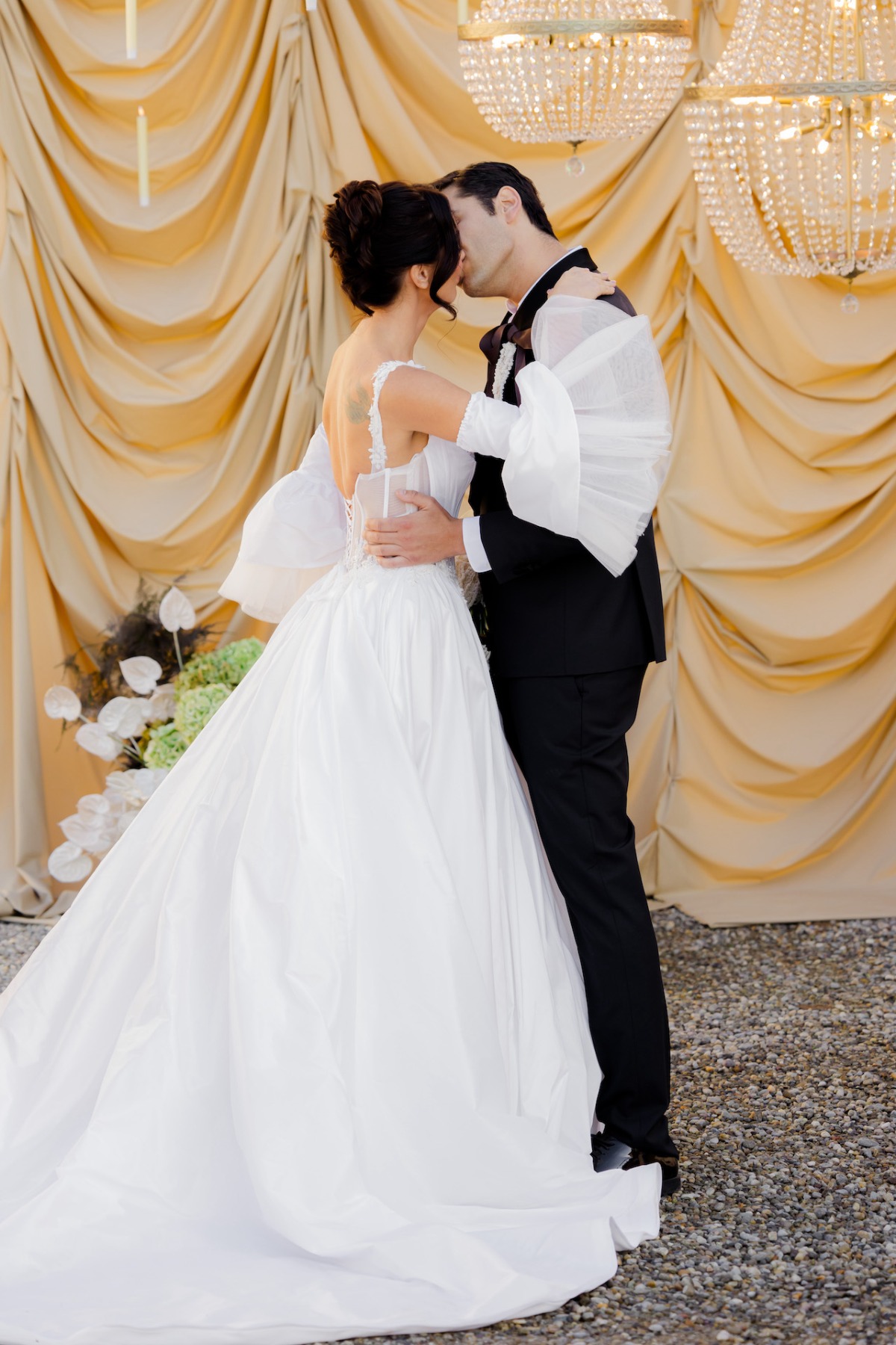 outdoor wedding ceremony with draping