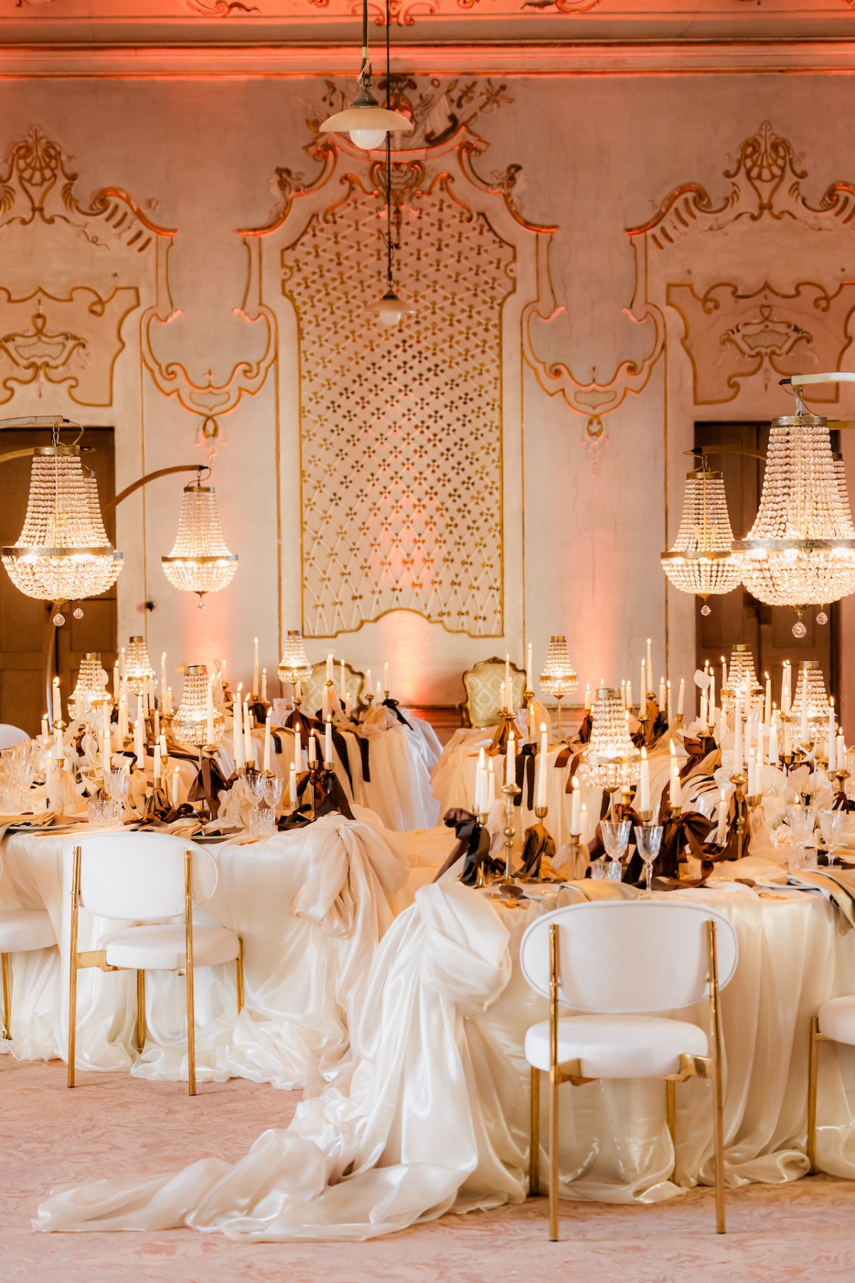 draped linens for wedding reception