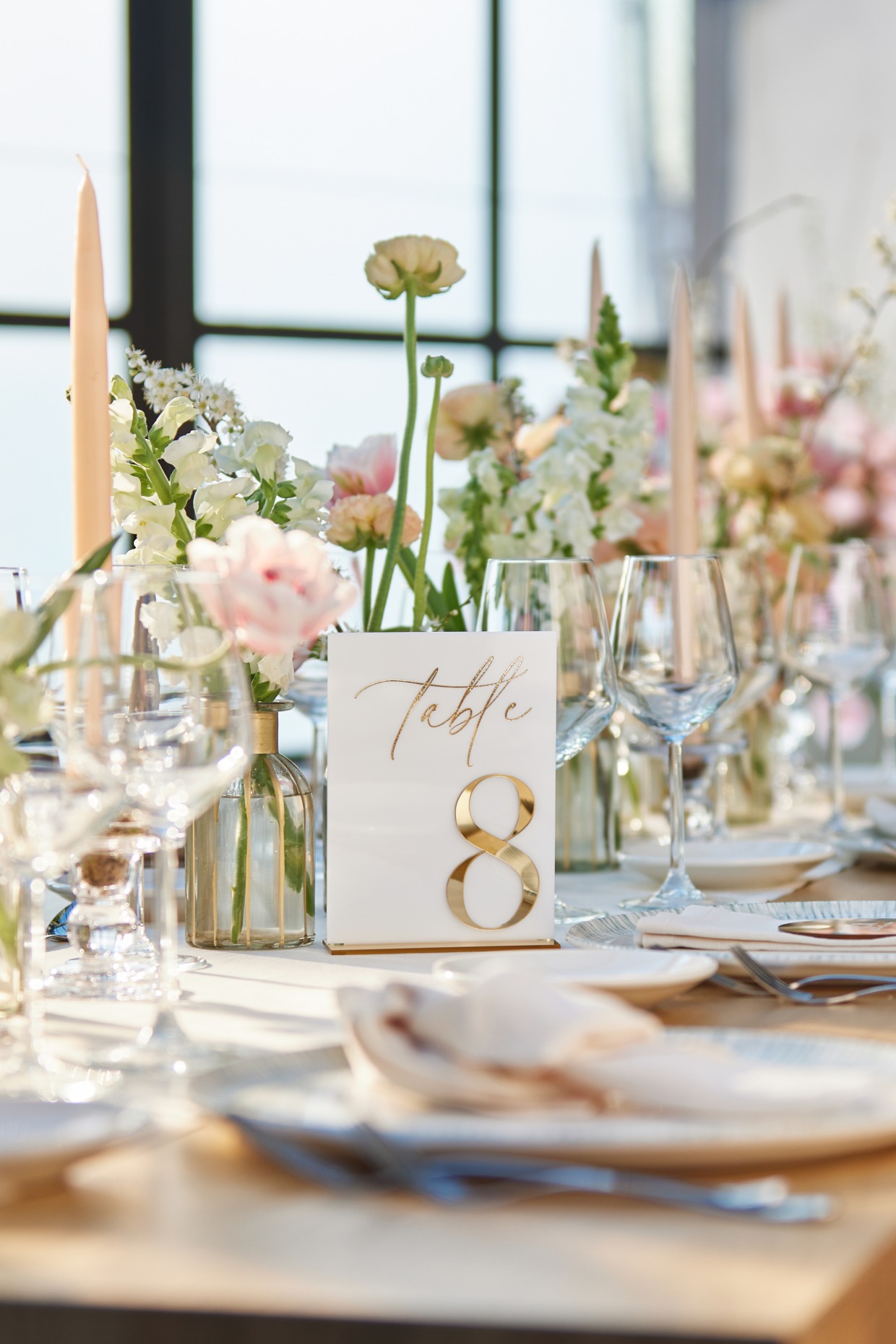 white acrylic table number by monique paper art