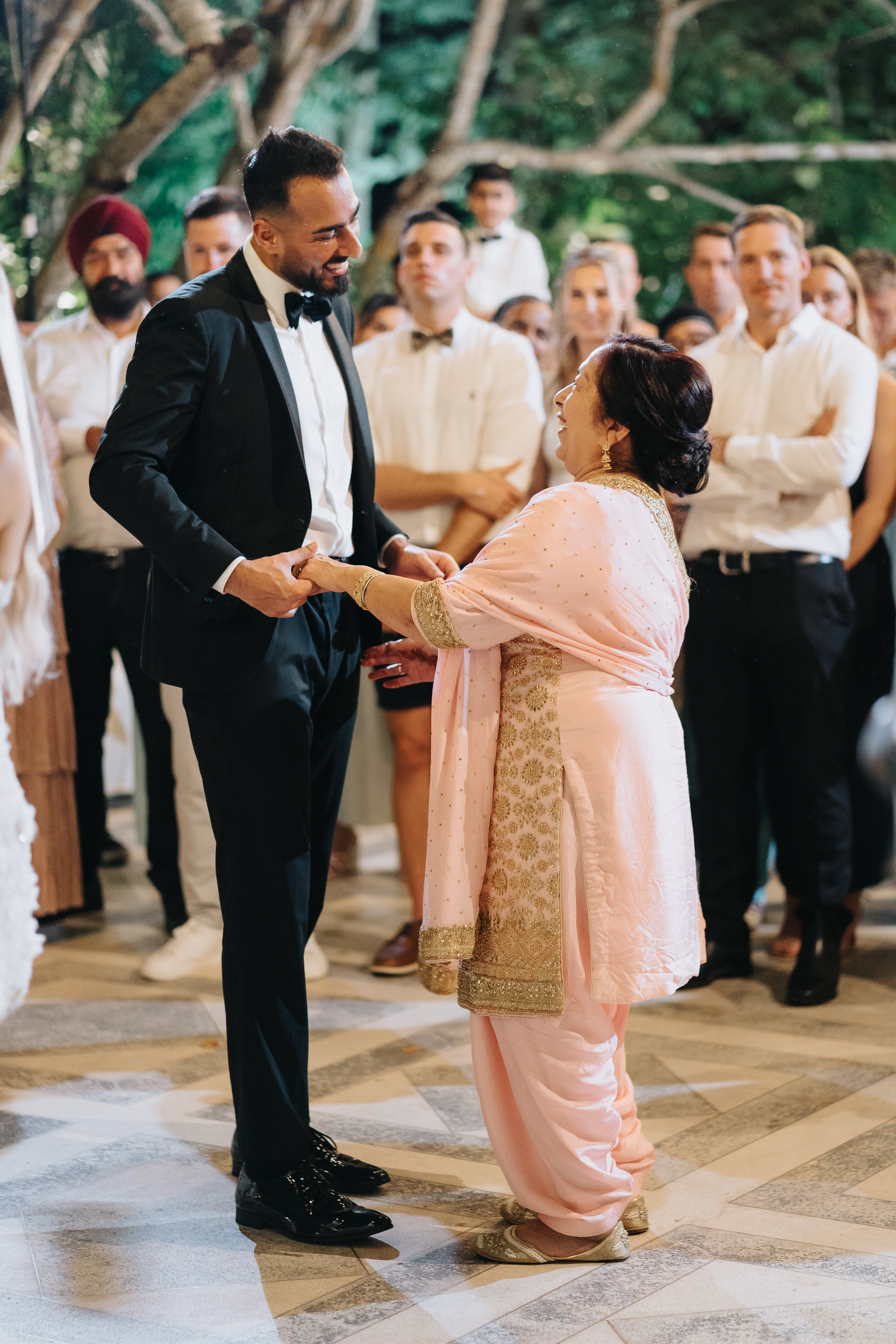 groom and mother having first dance