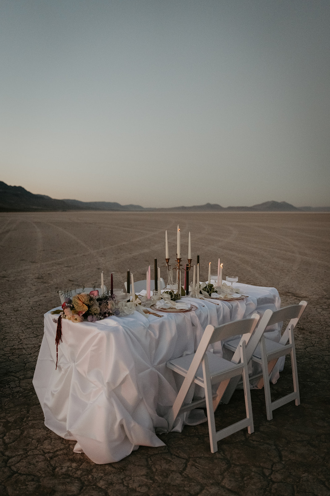 private dinner setup in the desert