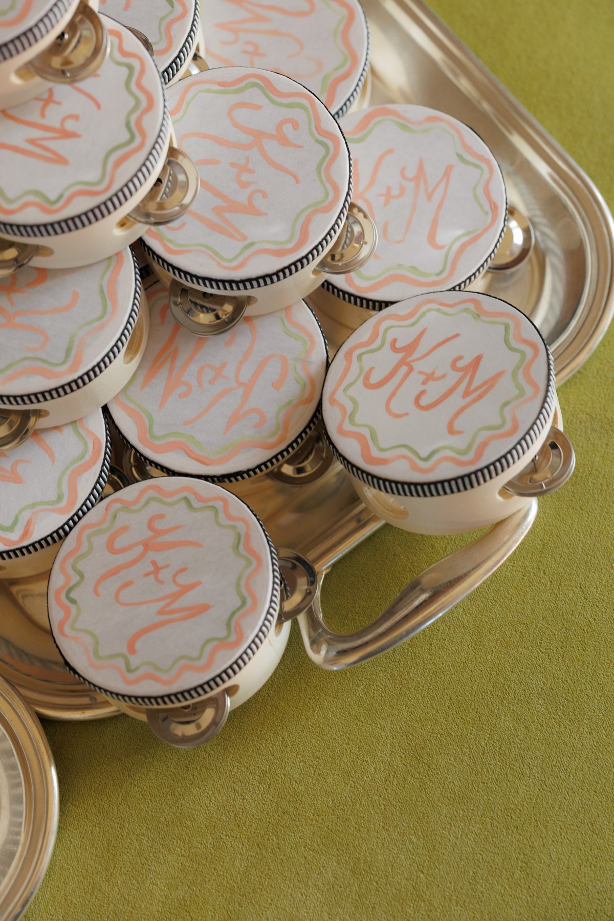 hand painted wedding favors that are tamborines 