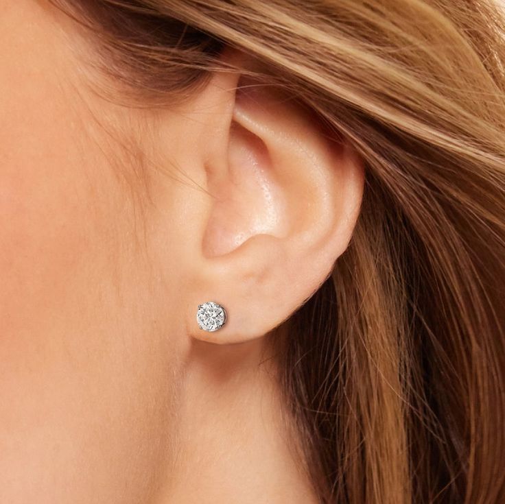 Classic Round Diamond Four Prong Studs Earrings (F+ SI+)