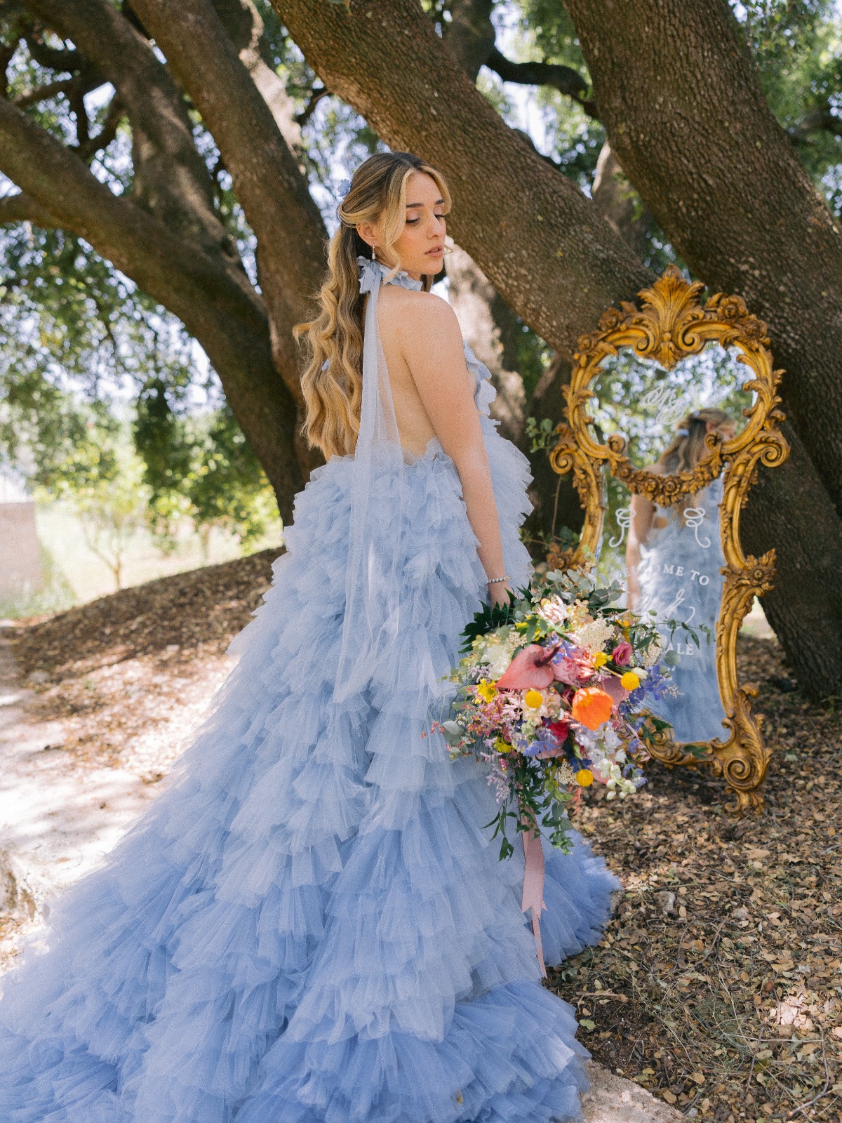 blue wedding dress