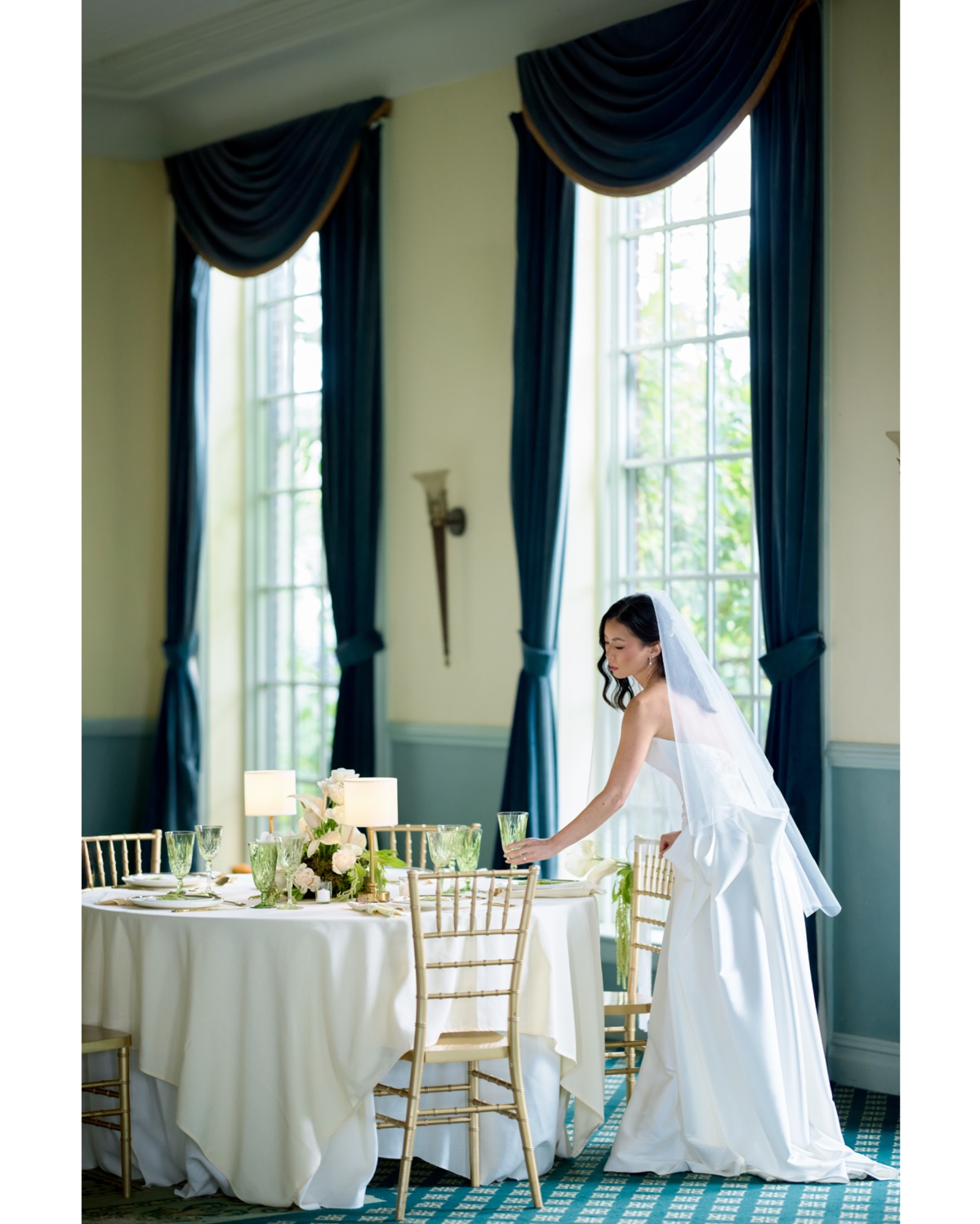 green glassware for wedding