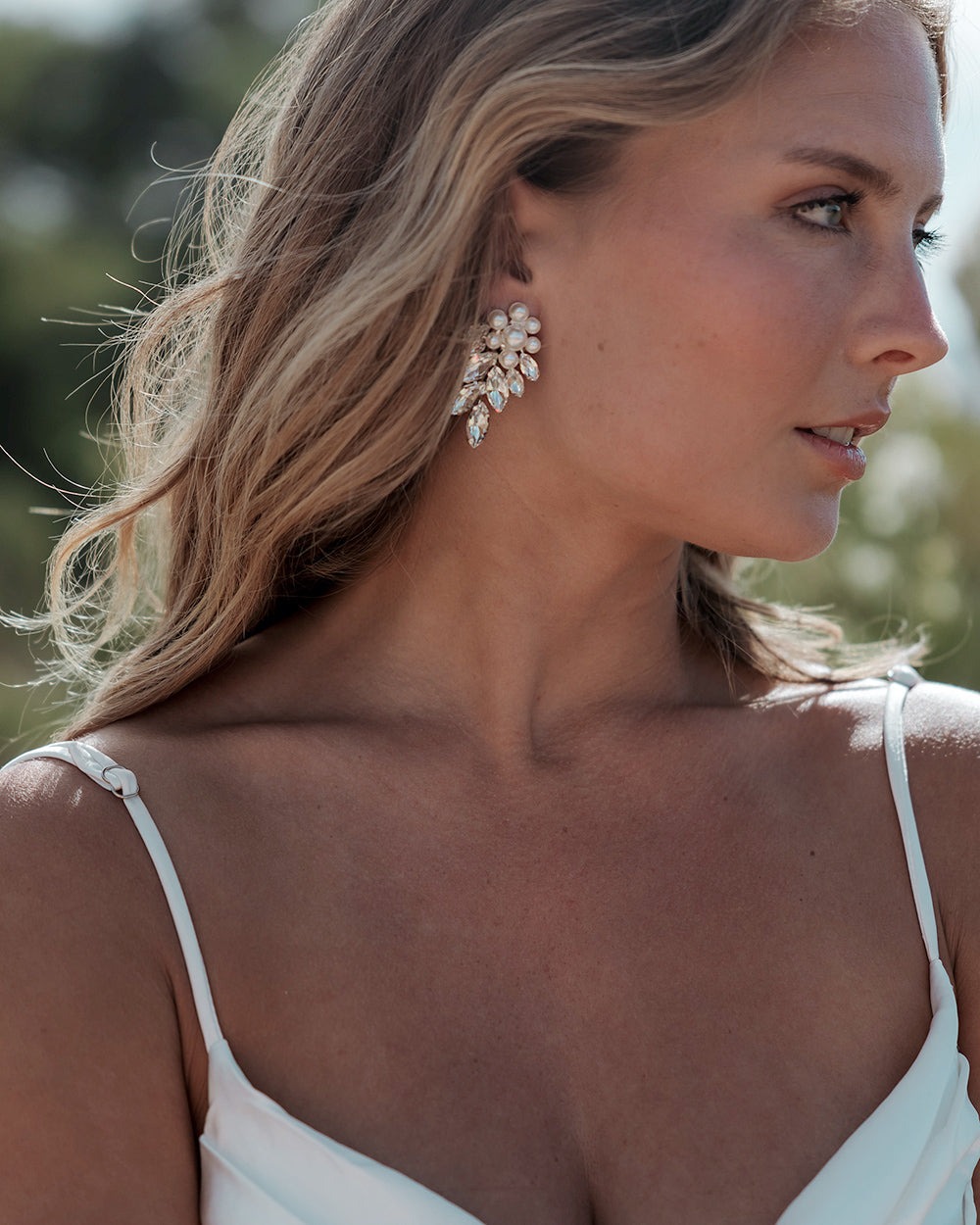 crystal and pearl statement earrings by dareth colburn