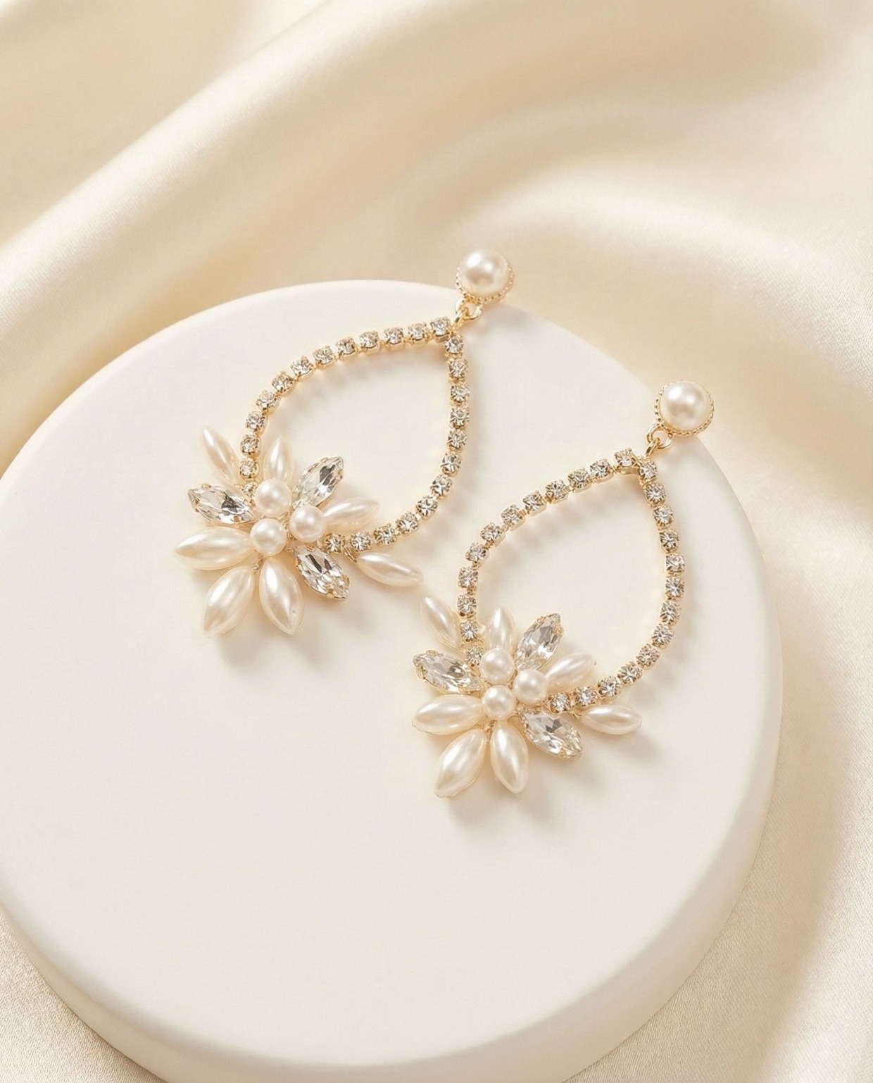 crystal and pearl hoop earrings by dareth colburn