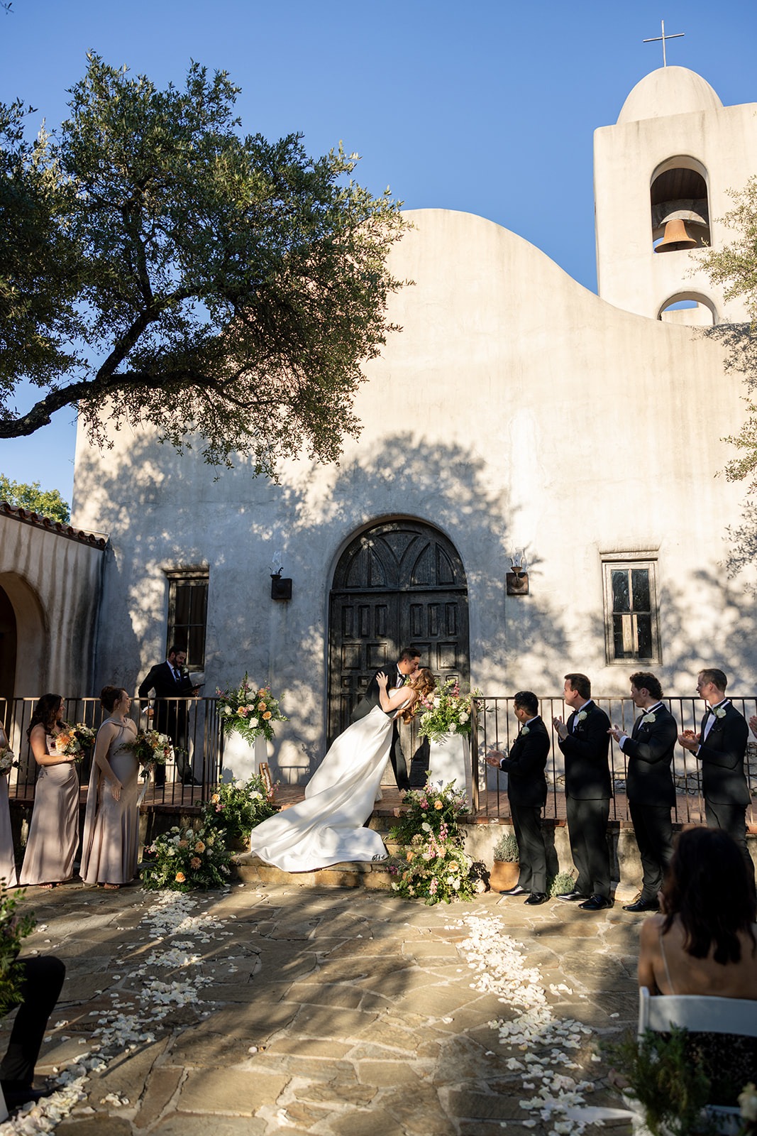 flower petal wedding aisle