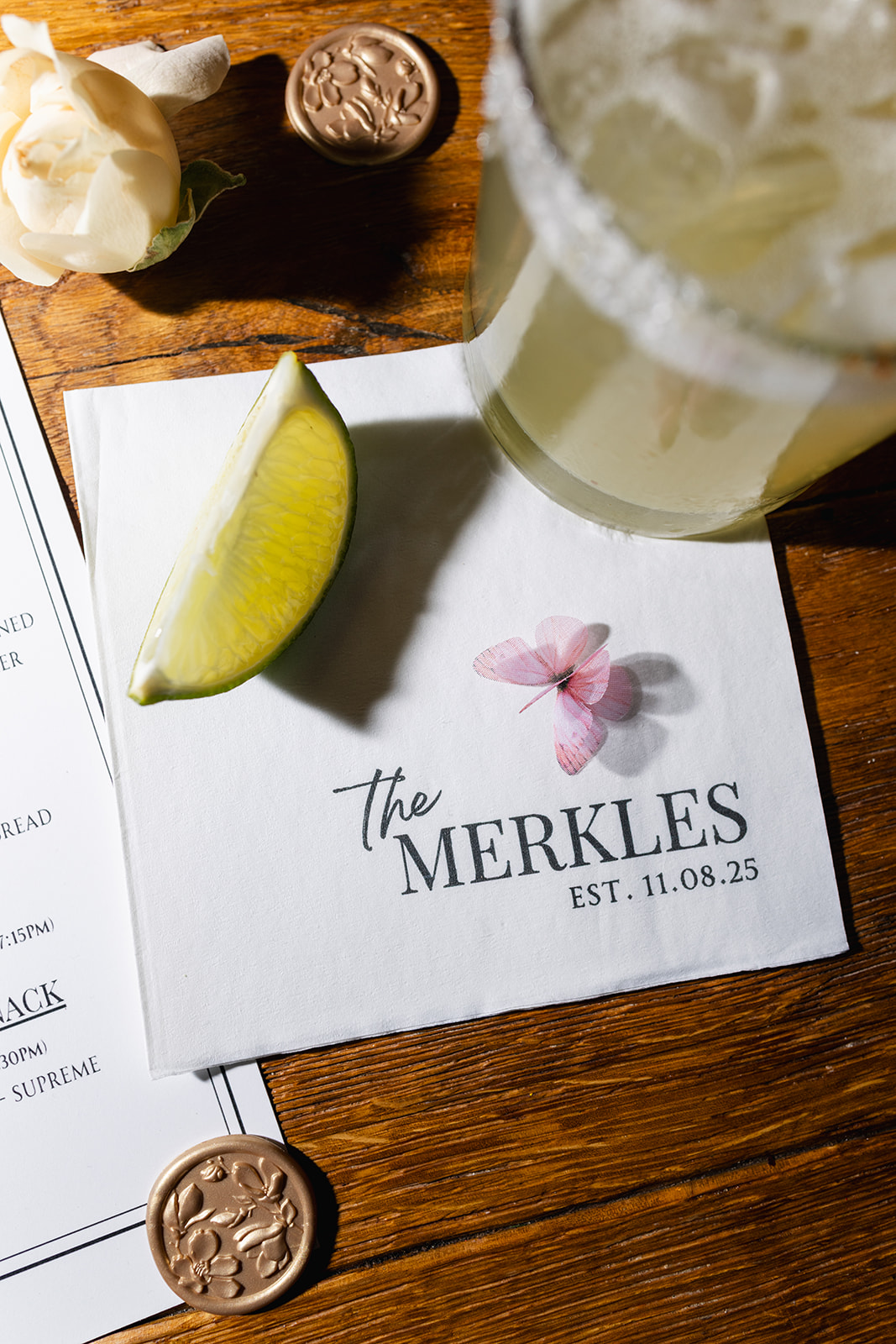 butterfly accented cocktail napkins