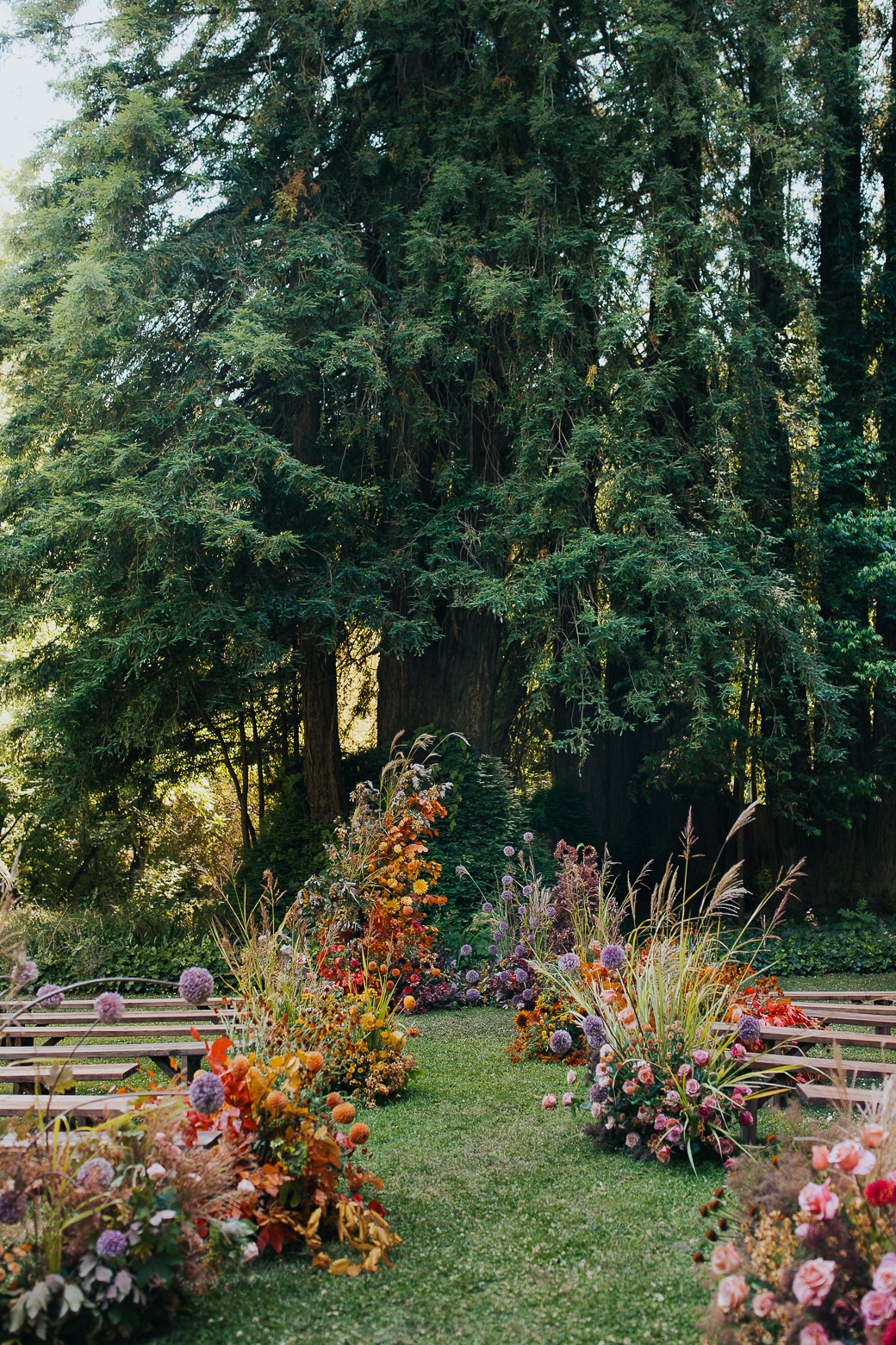rainbow wildflower wedding ceremony