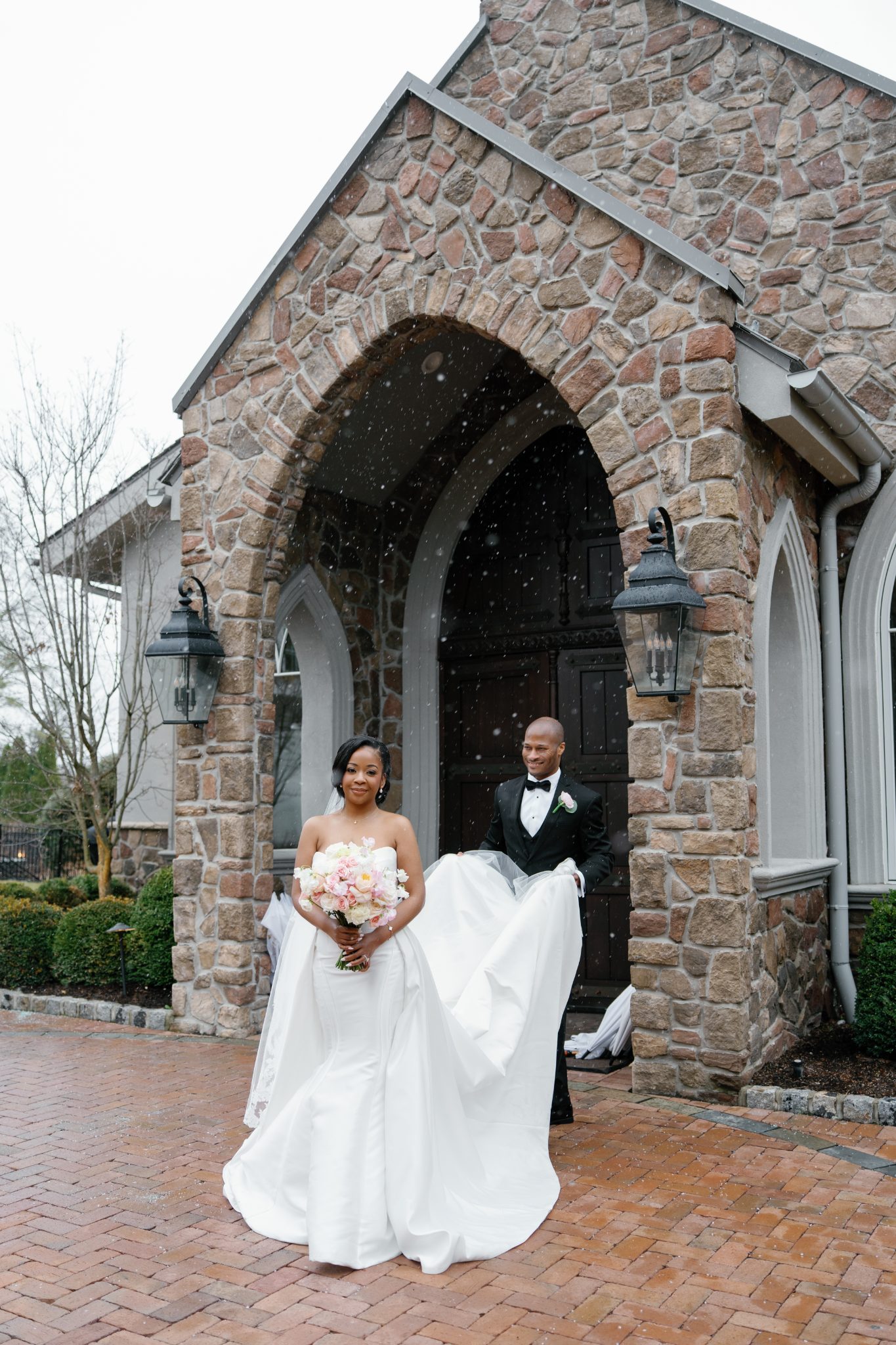 black tie bubblegum dress bride Lady Black Tie - Nicolette Gown - Off White - Strapless Luxe Satin Dress & Scarf