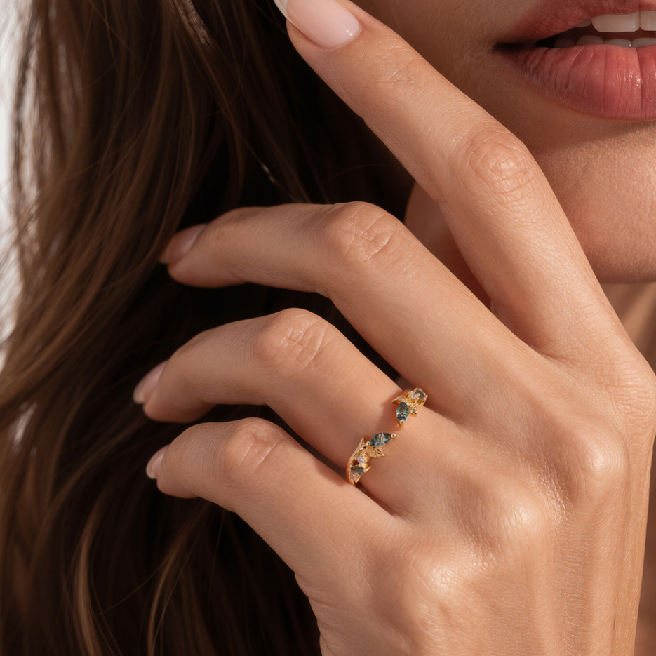 Moss Agate Wedding Band From Mollyjewelryus