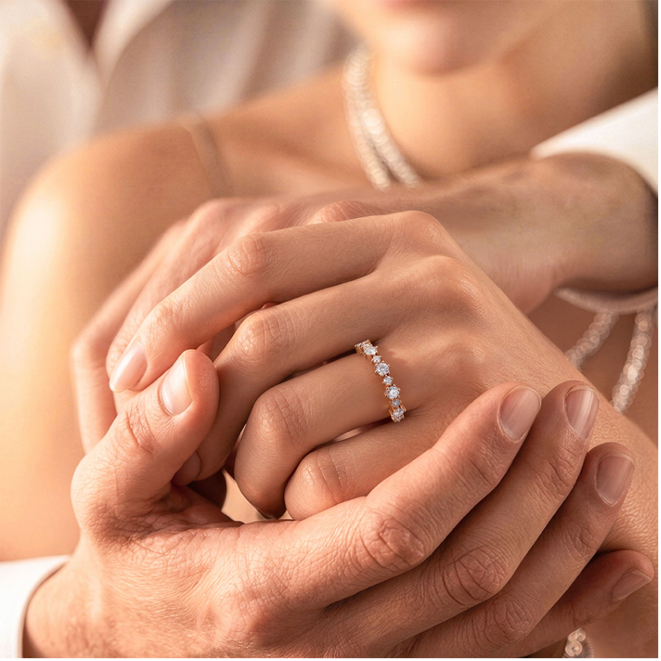 Moissanite Half-Eternity Bands From Mollyjewelryus